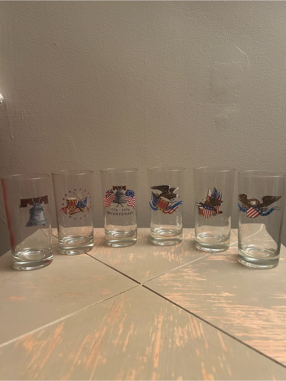 Vintage Patriotic Bicentennial Glasses - Set of 6